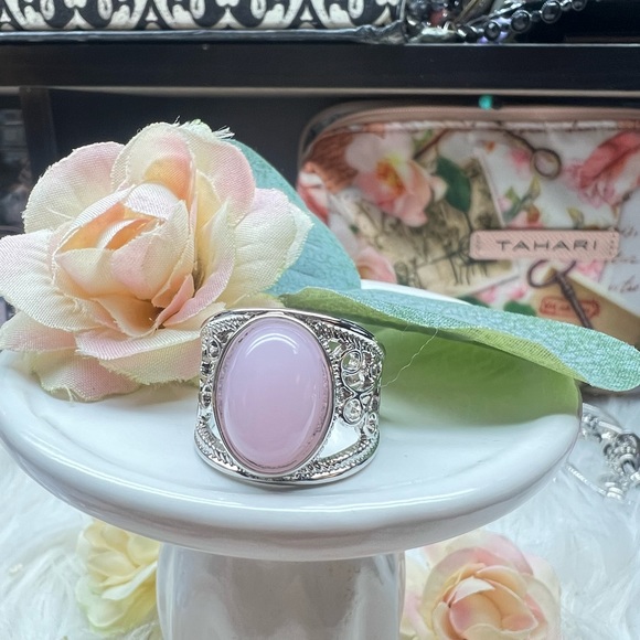 Silver Plate Boho Pink Women’s Ring size 8,9 - Picture 4 of 7